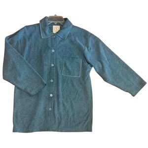 VTG Kenji Comfort Women's Fleece Teal Button Down Sleep Jacket Size M